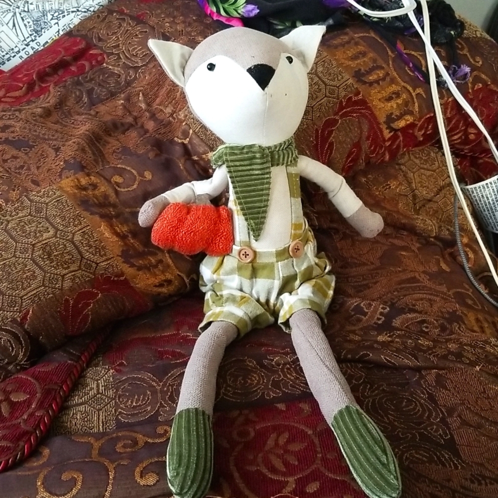 Plush Fox Shelf Sitter with Pumpkin